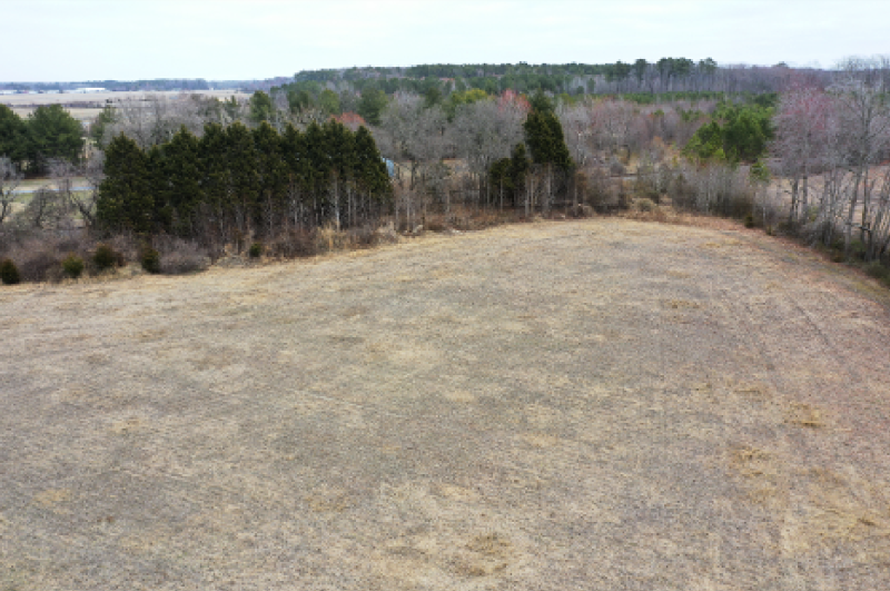 This parcel of farmland near Georgetown, owned by Sussex County, will be transformed into a submerged gravel wetland as part of a Delaware Center for the Inland Bays project to reduce nutrient and sediment pollution in nearby waterways. SUBMITTED PHOTO